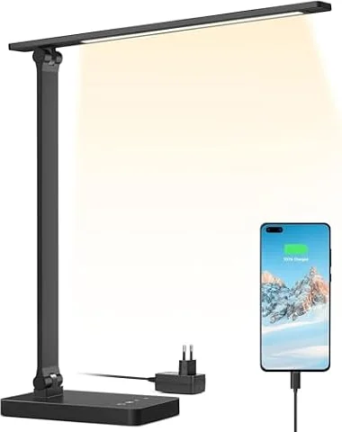 Lepro Lámpara Escritorio LED 655 LM USB Regulable Negro