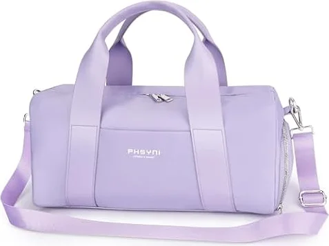 Pequeña Bolsa De Deporte para Mujeres, Niñas y Niños,Diseño para Fitness,Entrenamiento, Baile, Ballet, Natación con Zapatero Independiente y Bolsillo Impermeable(Morado,40x19x20 cm,15L)