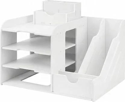 QWORK® Organizador de Escritorio de Oficina, Organizador Papeles, Soporte de Documentos A4, 4 Niveles