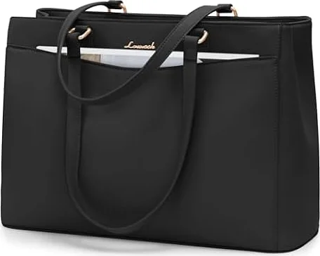 LOVEVOOK Bolso Mujer Grande, Impermeable Bolso Universidad Bolsos Shopper Ordenador Portatil 15,6 Pulgadas, PU Cuero Tote Bag para Profesora Trabajo University, Negro
