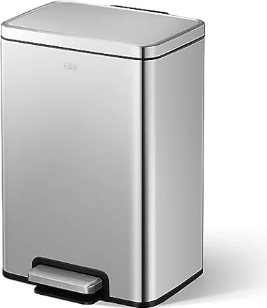 EKO Madison Bote de Basura 20L Acero Cepillado, Bote de Basura Cocina, Pedal Resistente, Bote de Basura baño, Cierre Suave, Botes de Basura, Botes de Basura para baño