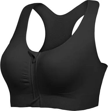 Lemef Sujetadores Deportivos con Cremallera Frontal de Alto Impacto, Sujetadores de compresión postoperatorios para Mujer, Sujetadores inalámbricos con Tirantes Cruzados para Yoga después de la