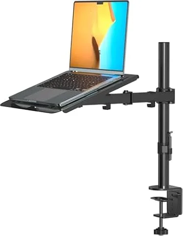 suptek Soporte 2 en 1 de Monitor y Portátil: Brazo Articulado para Pantallas 13-27" y Laptop hasta 15.6", Bandeja Ventilada, Carga 10kg, Altura Ajustable y Giro 360° (MD6421TP004)