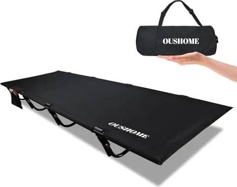 Oushome Ultraligera Cama Plegable Camping, 4 Patas Soporta 160KG