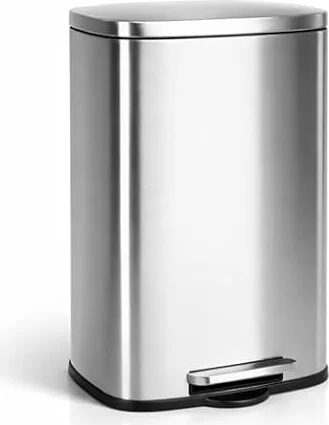 T-LOVENDO.ES Cubo de Basura 50L Grande de Acero Inoxidable con Pedal | Papelera con Tapa Anti-Olores | Sistema Sujeta Bolsas | Diseño Moderno | Apertura Suave y Silenciosa | Cocina Baño Oficina
