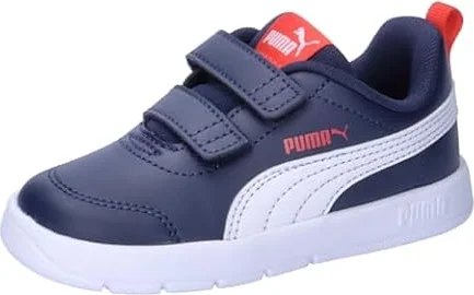 PUMA Unisex Kids COURTFLEX V3 V INF Sneaker, PUMA Navy-PUMA White-PUMA Red, 26 EU