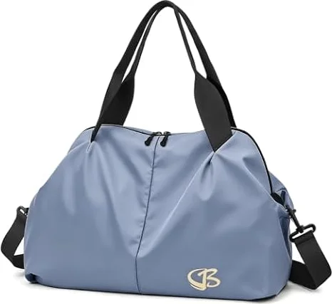 Vllcsla Bolsa Deporte Mujer Pequeña, Bolsos Deportivo con Bolsillo Humedo, Bolso Gimnasio, Bolsa de Viaje Resistente al Agua, Bolsas de Fin de Semana Suave, Mochila Gimnasio Mujer, Azul