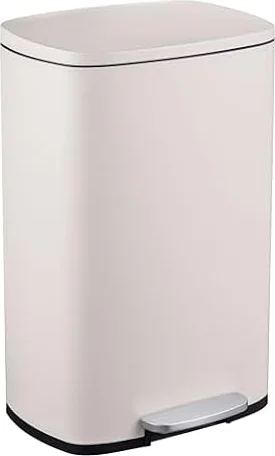 Relaxdays Cubo Basura Baño 50 Litros, Papelera Cocina Cierre Suave, Pedal, Bote Residuos Rectangular, Color a Elegir