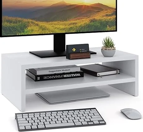 ComfortCove Soporte para Monitor, Elevador de Pantalla, 2 Niveles, Blanco