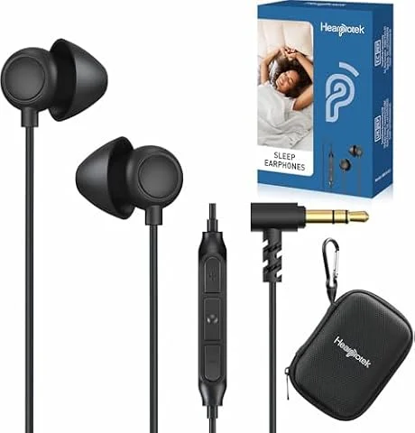 Hearprotek 2 Pares Auriculares para Dormir, Auriculares Internos Suaves y Cómodos con Micrófono, Reducción Ruido de Perfil Bajo para Dormir de Lado, Ronquidos, Yoga, Viajes y Relajarse