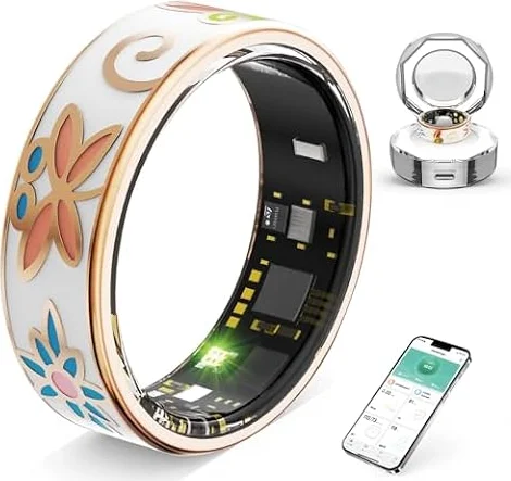 Anillo Inteligente Vintage con Monitoreo de Frecuencia Cardíaca y Sueño, Rastreador de Fitness, Anillo Conectado Contador de Pasos, Resistente al Agua IP68, Batería de 7 Días, Carga Magnética (7)