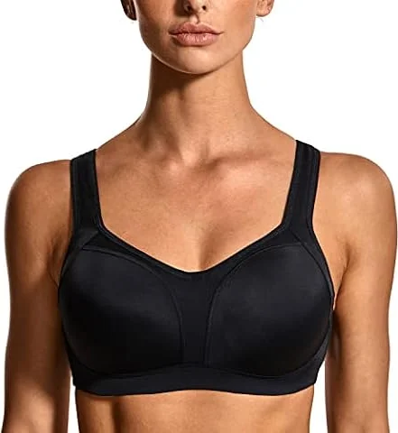 SYROKAN Sujetador Deportivo Mujer Negro 85C