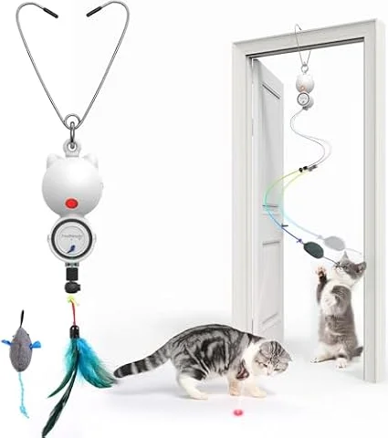 FEELNEEDY Juguete Interactivo para Gato con Pluma Y LED Luz Roja, Eléctrico