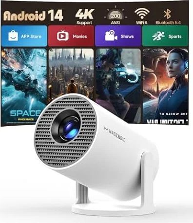Magcubic Mini Proyector Portátil 4K Soporte [App Integrada] Android 14