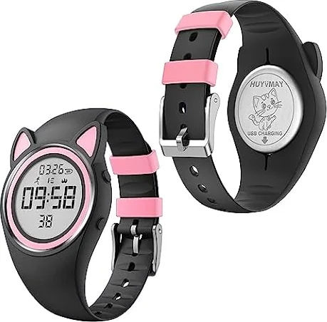 HUYVMAY Reloj de podómetro Infantil sin App, Rastreador de Fitness para niñas/niños, Reloj Impermeable ip68 con 2 alarmas, cronómetro, Contador de Distancia, Contador de calorías, Contador de Pasos