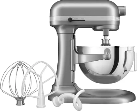KitchenAid Batidora Amasadora Bowl-Lift 5.2L Heavy Duty, Cuerpo y Engranajes Metálicos, 11 Velocidades, Flex Edge, 67 Puntos de Contacto, Contour Silver