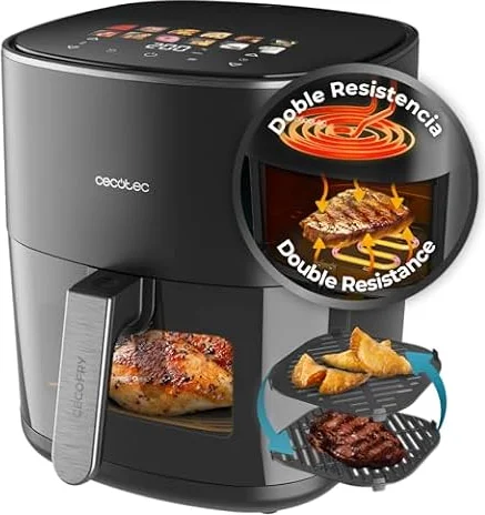 Cecotec Freidora de Aire 6,5 L Cecofry&Grill Duoheat 6500 Grill