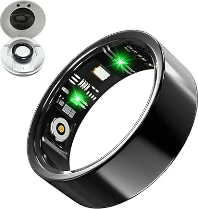 LONGLU Anillo inteligente para hombres y mujeres, rastreador de fitness IP68 impermeable con frecuencia cardíaca, presión arterial, oxígeno en sangre, sueño y deporte