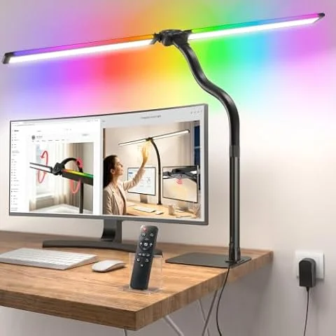Lámpara de Escritorio Doble Cabezal RGB 22W 1800LM Regulable con Base