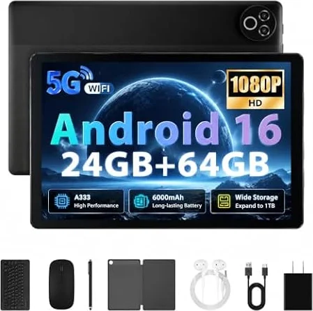 Tablet 10 Pulgadas Android 16, 24GB RAM + 64GB ROM, 6000mAh