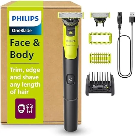Philips OneBlade 360 con Bluetooth, Recortadora para Barba y Cuerpo, Afeitadora Eléctrica Hombre, Depilación masculina, 2 Cuchillas, 5 Longitudes, 60 minutos de uso con 1 hora de carga, QP4631/30