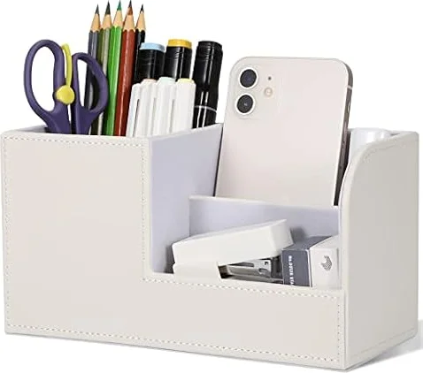 GORESE Organizador de escritorio – Soporte para lápices de oficina, organizador de escritorio, accesorios de escritorio, suministros de oficina, decoración organizadora (blanco)