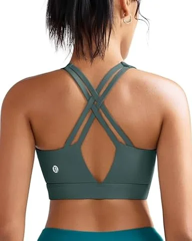 RUNNING GIRL Sujetador Deportivo Mujer Alto Soporte Copas Moldeadas Alta Carga Sujetador Deportivo con Acolchado Y Tirantes Cosidos Sujetador Correr, verde salvia, L