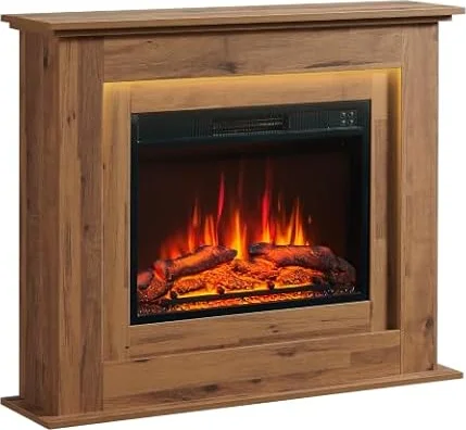 BALDERIA Finn - Chimenea electrica Decorativa - Roble Oscuro