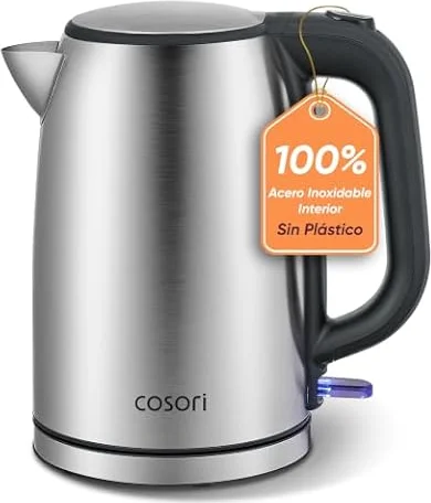 COSORI Hervidor de Agua Eléctrico 1,7L Acero Inox 304, 2200W, Sin Plástico