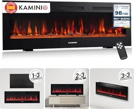 KAMINIO® Marlon Pro 60 Chimenea eléctrica Decorativa con Calefactor
