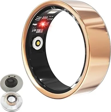 LONGLU Anillo inteligente para hombres y mujeres, rastreador de fitness IP68 impermeable con frecuencia cardíaca, presión arterial, oxígeno en sangre, sueño y deporte