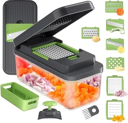 Ibergrif M524-7 Cortador de Verduras, Mandolina 7 en 1 Multifunción