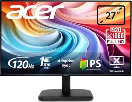 Acer EK271GBIF, Monitor 27" Full HD 120 Hz (1920x1080, 16:9, 250 Nits, Tiempo de Respuesta 1 m/s (VRB), 1xVGA/1xHDMI 1.4) , Monitor PC, Color Negro