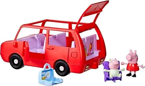 Peppa Pig Hasbro, Gran Autor de la Familia de Peppa, Coche de Juguete, Accesorios para Casa de Muñecas, Edad de más de 3 Años, Color Rojo, 2 Figuras, Juegos de Carretera, Set para Niñas y Niños