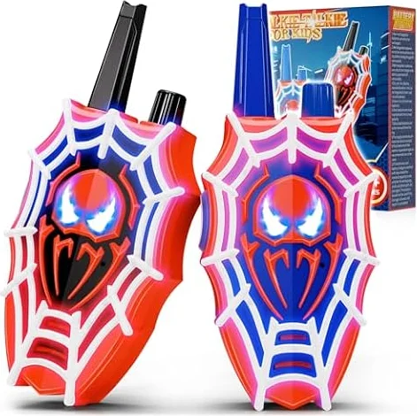Mirthigig Walkie Talkies Niños, Web con Luces Rojas/Azules y Ojos Intermitentes, Juguetes Niños 3 4 5 6 7 8 10 Años Regalos Niño 3-12 Años Exterior Jardin Juegos Regalos Niños de 3-12 Años Cumpleaños