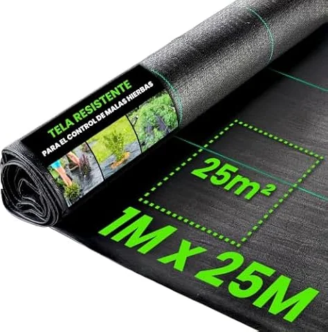 Green Thumbz Malla Antihierbas (1 m x 25 m) - Tela Antihierbas Plegable Transpirable, Protege el Huerto de Maleza - 100 gsm Color Negro