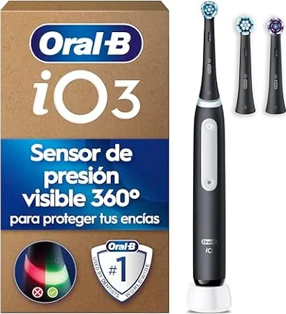 Oral-B iO 3 Cepillo de Dientes Eléctrico con 3 Cabezales, Negro
