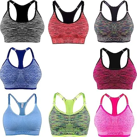 Libella Mujer Sujetador Deportivo Push Up Bustier con Amplio Correas Fitness Yoga Camisetas Sin Mangas Principio Aleatorio L/XL
