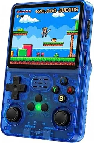 Consola Retro Portatil con 20.000 Juegos - Versión 2026- Mini Consola Arcade - Juegos de PS1, PSP, N64, NDS, SuperN, GameB, GBA, NeoG, etc. - Pantall HD 3.5' 640 * 480 - Rechace Imitaciones (Azul)