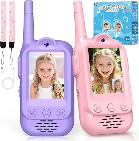 iKidiki Walkie Talkie Niños Recargable, Regalo Niñas 3 4 5 6 7 8 Años Walkie-Talkie con Vídeo para Niños Juguetes Niñas 3-8 Años Regalos Cumpleaños Juguetes para Niñas