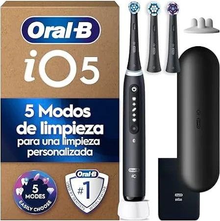 Oral-B iO 5N Cepillo de Dientes Eléctrico con 3 Cabezales, Negro