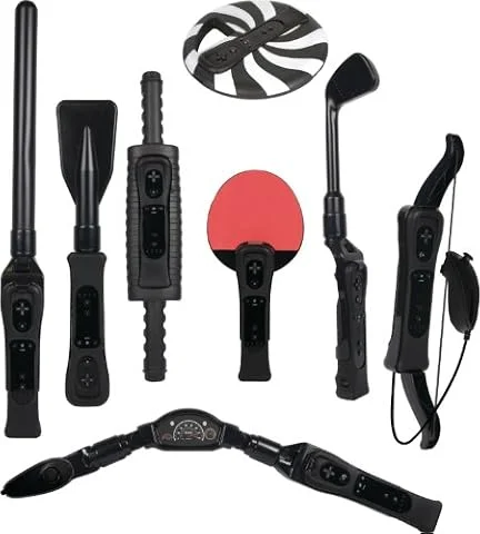 CTA Digital 8 in 1 Sports Pack for Wii Sport Resort - Volante/mando (Deporte, Wii, Select, Inalámbrico, RF, Negro)