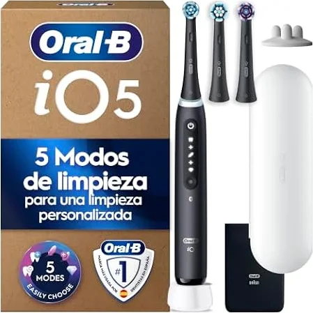 Oral-B iO 5 Cepillo de Dientes Eléctrico con 3 Cabezales, Negro