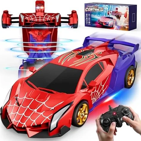 Coche Teledirigido Transform, Ojos Intermitentes & Luces Chasis, Coche RC 2,4GHz & Robot Rotación 360°, Juguetes Juegos para Niño Niños de 3 4 5 6 7 8 9 10 11 12 Años Regalo Cumpleaños Pascua
