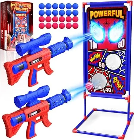 Tiro Juguetes Niños 3-12 Años con 2 Pistola Air con Mira| 4 Dianas| 24 Bolas de Espuma, Juguetes Niños Exterior Jardin Juegos Niños 3-10 Años Regalo Niño 4 5 6 7 8 9 Años Regalos Cumpleaños