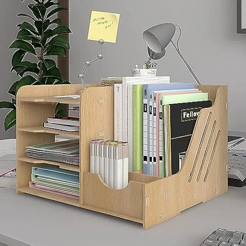 PUNCIA Organizador Escritorio Oficina Bandeja 4 Compartimentos de Madera